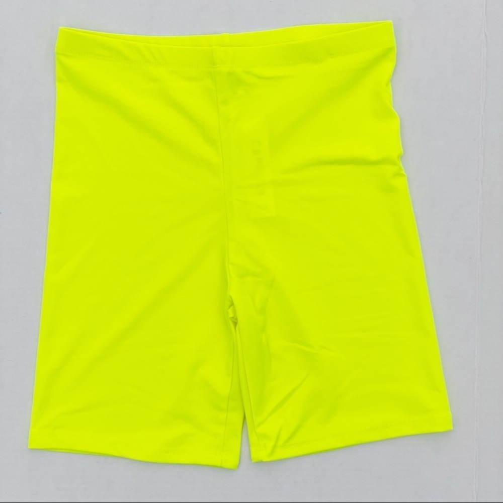 NEON YELLOW HIGHWAIST BIKER SHORTS - Picture 2 of 4